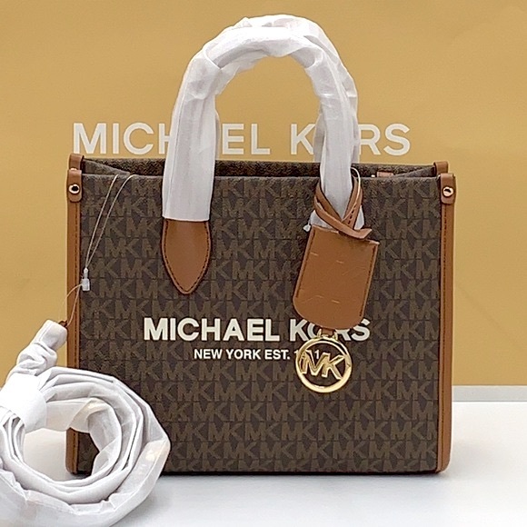 HOT DEAL 🔥TODAY Michael Kors Mirella Small Crossbody Tote Bag Brown SIGN… - Picture 3 of 15